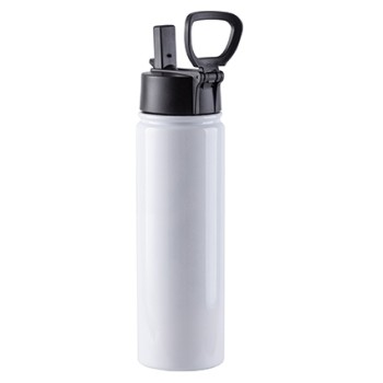 Stainless Steel Bottle with Wide Mouth Straw Lid & Rotating Handle