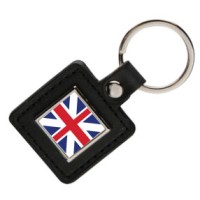 Faux Leather Square Keyring