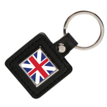 Faux Leather Square Keyring